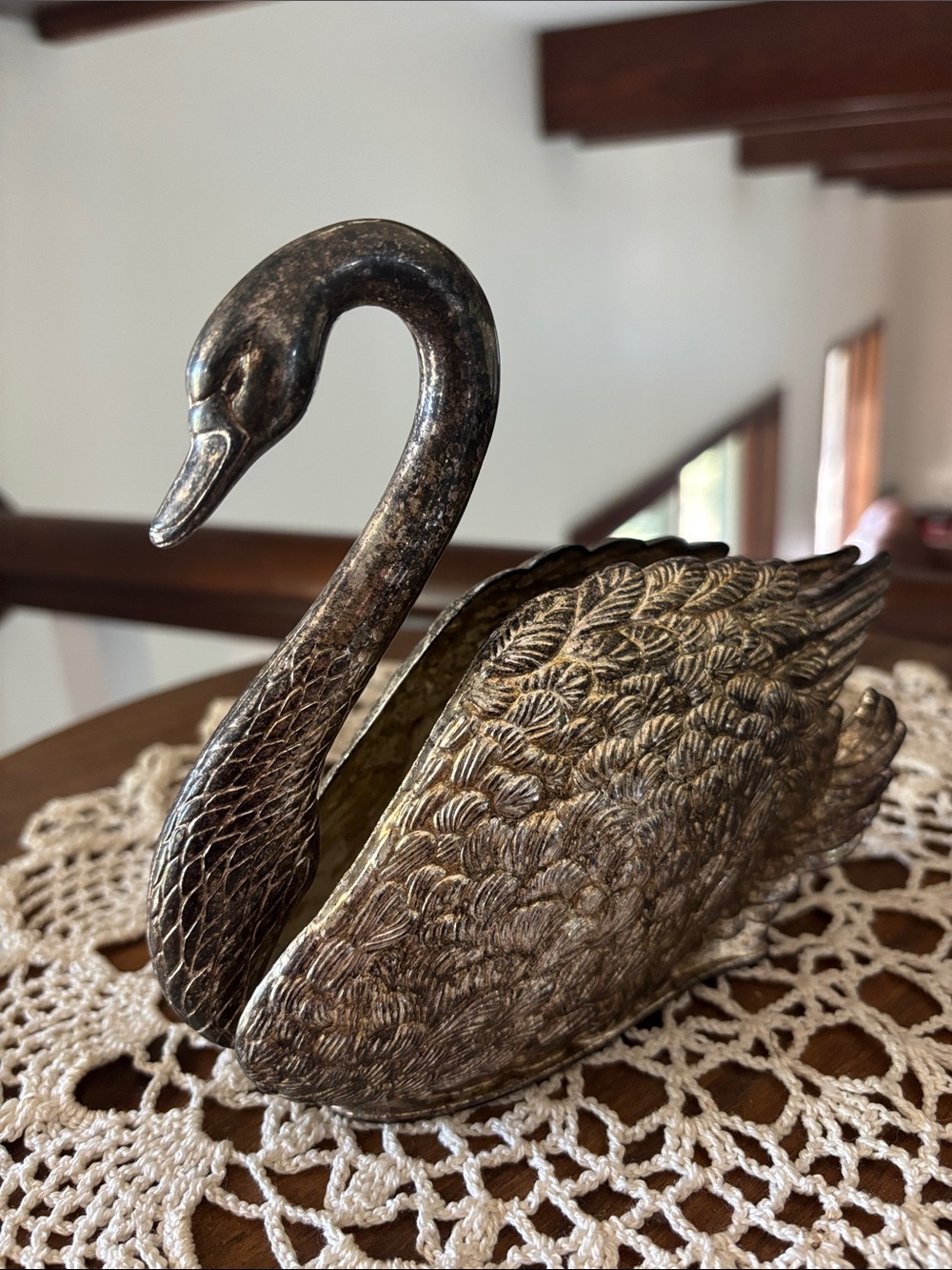 Vintage Godinger Silverplated Swan Figurine Letter Holder Made in Italy 1984